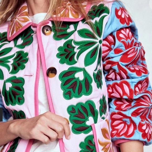 NWT Boden Women’s Fitzrovia Embroidered Jacket Size 6 Quilted Spring Coat Floral - Picture 3 of 16